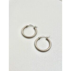 Diamond Cut Hoop Earrings Real Solid ITALY 925 Sterling Silver 1”